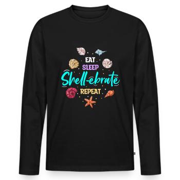 Shell collector Lustig Collecting shells - Men's Premium Organic Long Sleeve Shirt - black - Front - Nico (187cm)