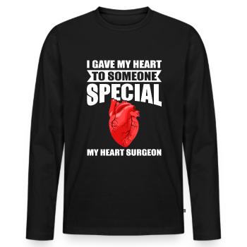 Transplantation cardiaque Chirurgie cardiaque Drôle - T-shirt manches longues Premium bio Homme - noir - Devant - Nico (187cm)