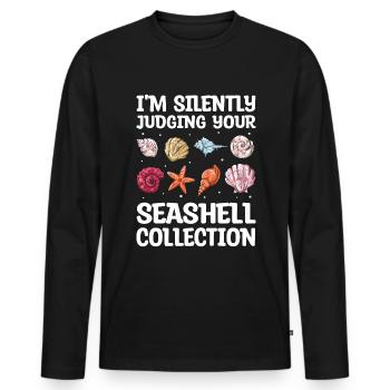 Shell collector Mussel collection Mussel - Men's Premium Organic Long Sleeve Shirt - black - Front - Nico (187cm)