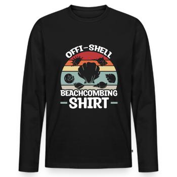 Collecte de coquillages Beachcombing - T-shirt manches longues Premium bio Homme - noir - Devant - Nico (187cm)