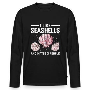 Shell collector Beachcombing Mussel - Men's Premium Organic Long Sleeve Shirt - black - Front - Nico (187cm)