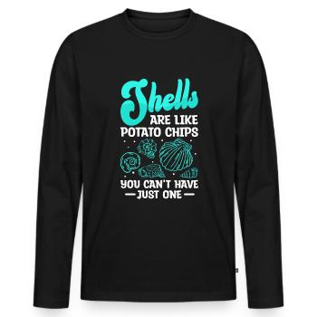 Collecte de coquillages et plaisir de plage - T-shirt manches longues Premium bio Homme - noir - Devant - Nico (187cm)
