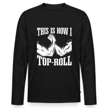 Bras de fer Bras de fer Bras de fer Toproll - T-shirt manches longues Premium bio Homme - noir - Devant - Nico (187cm)