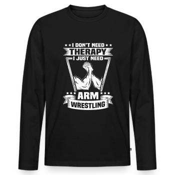 Le bras de fer est une thérapie Bras de fer - T-shirt manches longues Premium bio Homme - noir - Devant - Nico (187cm)