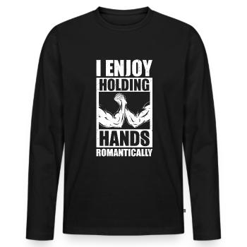 Bras de fer Bras de fer - T-shirt manches longues Premium bio Homme - noir - Devant - Nico (187cm)