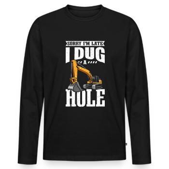 Pilote de pelle Opérateur de pelle - T-shirt manches longues Premium bio Homme - noir - Devant - Nico (187cm)