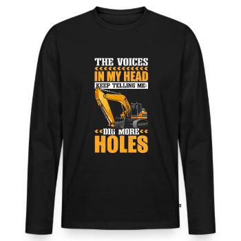 Opérateur de pelle hydraulique Conducteur de pelle Drôle de creusement - T-shirt manches longues Premium bio Homme - noir - Devant - Nico (187cm)