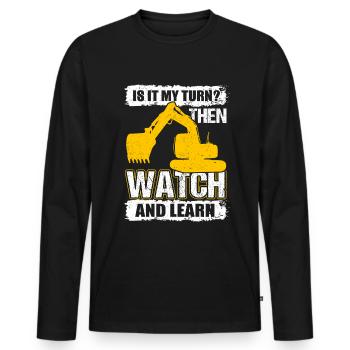 Conducteur de pelle Excavatrice Opérateur de pelle fière - T-shirt manches longues Premium bio Homme - noir - Devant - Nico (187cm)
