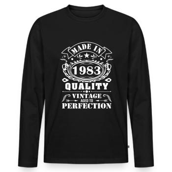 Born in 1983 Vintage 40 Years Happy Birthday - Männer Premium Bio Langarmshirt - Schwarz - Vorne - Nico (187cm)