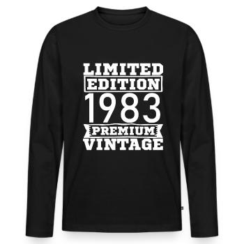 Vintage Limited Edition 40 Years Born in 1983 - Männer Premium Bio Langarmshirt - Schwarz - Vorne - Nico (187cm)
