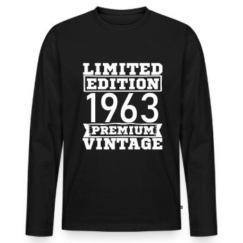 Vintage Limited Edition 60 Years Born in 1963 - Männer Premium Bio Langarmshirt - Schwarz - Vorne - Nico (187cm)