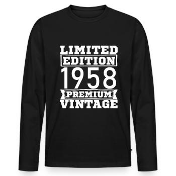 Vintage Limited Edition 65 Years Born in 1958 - Men's Premium Organic Long Sleeve Shirt - black - Front - Nico (187cm)