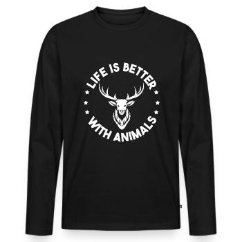 Taxidermiste taxidermiste Taxidermie - T-shirt manches longues Premium bio Homme - noir - Devant - Nico (187cm)