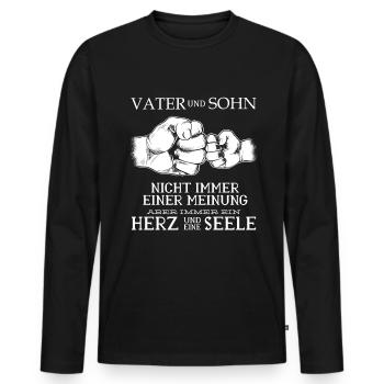 Vater und Sohn lustige Sprüche - Männer Premium Bio Langarmshirt - Schwarz - Vorne - Nico (187cm)