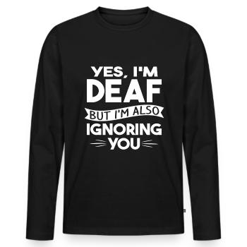 Deaf Pride Funny Deaf Sign Language - Men's Premium Organic Long Sleeve Shirt - black - Front - Nico (187cm)