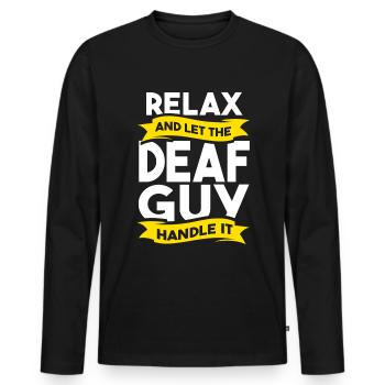 Deaf Pride Funny Deaf Sign Language - Men's Premium Organic Long Sleeve Shirt - black - Front - Nico (187cm)
