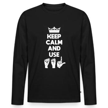 Sign Language ASL Deaf Pride Deaf - Men's Premium Organic Long Sleeve Shirt - black - Front - Nico (187cm)