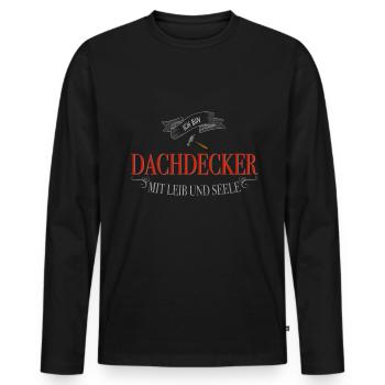 Zimmermann und Dachdecker Beruf als Bauarbeiter - Männer Premium Bio Langarmshirt - Schwarz - Vorne - Nico (187cm)