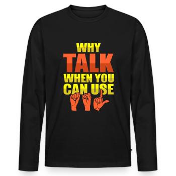 ASL Sign Language Deaf Pride Deaf - Men's Premium Organic Long Sleeve Shirt - black - Front - Nico (187cm)