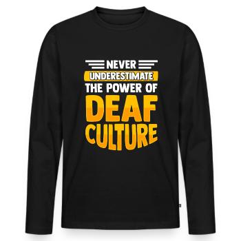Deaf Sign Language Deaf Pride Funny - Men's Premium Organic Long Sleeve Shirt - black - Front - Nico (187cm)