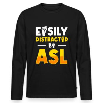 ASL Zeichensprache Deaf Pride Gehörlos - Männer Premium Bio Langarmshirt - Schwarz - Vorne - Nico (187cm)