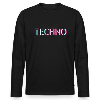 Techno Rave Festival Electro Musik Raver - Männer Premium Bio Langarmshirt - Schwarz - Vorne - Nico (187cm)