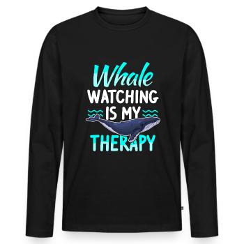 Whale watching marine mammals Humpback whale - Men's Premium Organic Long Sleeve Shirt - black - Front - Nico (187cm)