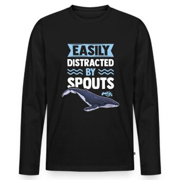 Whale Marine Mammals Ocean Humpback Whale - Men's Premium Organic Long Sleeve Shirt - black - Front - Nico (187cm)