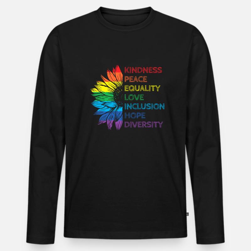 Peace Love Diversity Inclusion Equality Humanity - Männer Premium Bio Langarmshirt - Schwarz