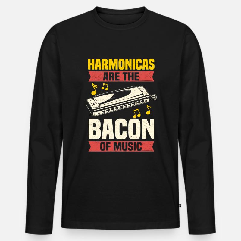 harmonica joueur d'harmonica drôle - T-shirt manches longues Premium bio Homme - noir