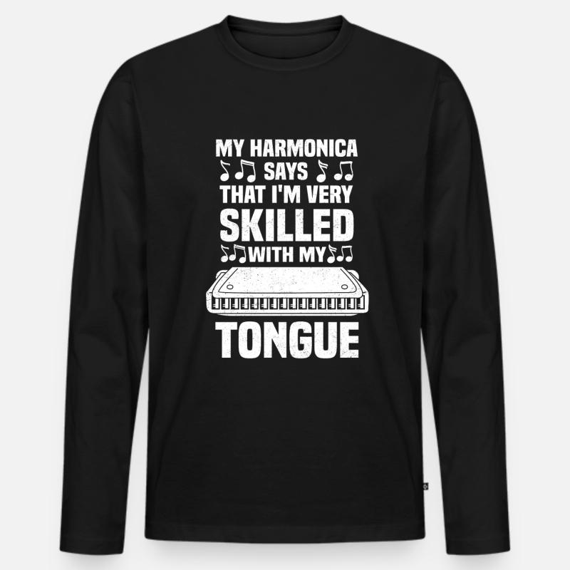 Harmonica Funny harmonica player - Men's Premium Organic Long Sleeve Shirt - black
