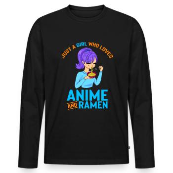 Anime Girl eating ramen Asia Japan Food - Männer Premium Bio Langarmshirt - Schwarz - Vorne - Nico (187cm)