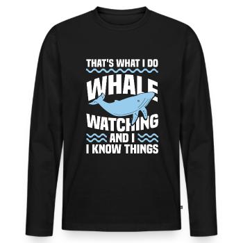 Observation des baleines mammifères marins baleine à bosse drôle - T-shirt manches longues Premium bio Homme - noir - Devant - Nico (187cm)