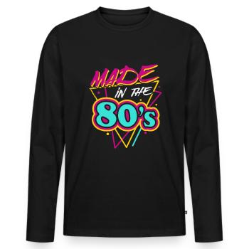 Made In The 80s Retro Carnival 80s Theme Party - Men's Premium Organic Long Sleeve Shirt - black - Front - Nico (187cm)