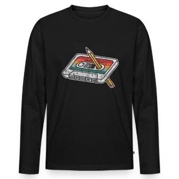 80er Jahre 90er Jahre Kassette Stift Retro Lustig - Männer Premium Bio Langarmshirt - Schwarz - Vorne - Nico (187cm)