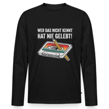 80er Jahre 90er Jahre Kassette Stift Retro Lustig - Männer Premium Bio Langarmshirt - Schwarz - Vorne - Nico (187cm)