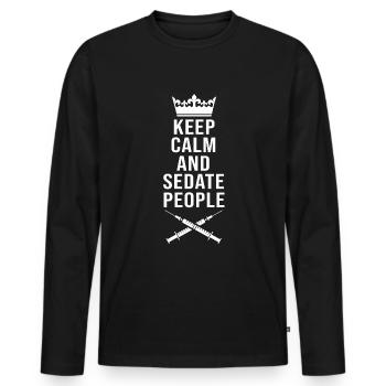 Anesthésiste Hôpital Anesthésie Anesthésie - T-shirt manches longues Premium bio Homme - noir - Devant - Nico (187cm)