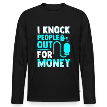 Anesthésiste Lustig Anesthésie Anesthésie - T-shirt manches longues Premium bio Homme - noir - Devant - Nico (187cm)
