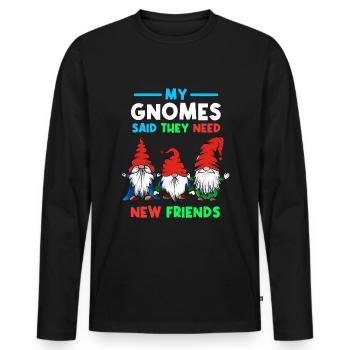 Gnomes de jardin Jardinier Nain Gnome - T-shirt manches longues Premium bio Homme - noir - Devant - Nico (187cm)