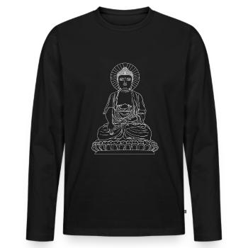 A Buddha statue Buddhism - Men's Premium Organic Long Sleeve Shirt - black - Front - Nico (187cm)