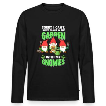 Nains jardiniers drôles - T-shirt manches longues Premium bio Homme - noir - Devant - Nico (187cm)