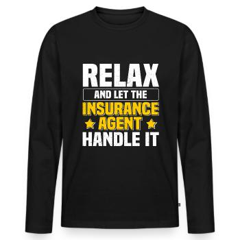 Versicherungsvertreter Lustig Aktuar - Männer Premium Bio Langarmshirt - Schwarz - Vorne - Nico (187cm)