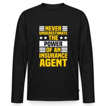 Agent d’assurance Actuaire Assurance-vie - T-shirt manches longues Premium bio Homme - noir - Devant - Nico (187cm)