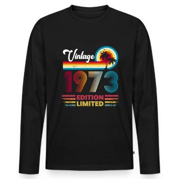 Vintage Limited Edition 50 Years Born in 1973 - Männer Premium Bio Langarmshirt - Schwarz - Vorne - Nico (187cm)