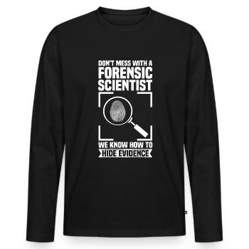 Tatort Beweise Forensiker Kriminaltechnik - Männer Premium Bio Langarmshirt - Schwarz - Vorne - Nico (187cm)