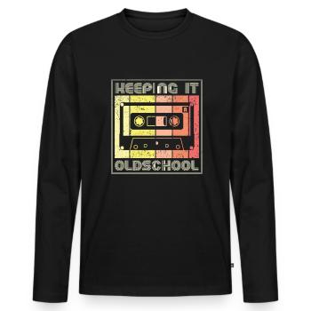 80s 90s Cassette Mixtape Retro Funny - T-shirt manches longues Premium bio Homme - noir - Devant - Nico (187cm)