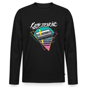 Kassettenkind 80er 90er Kassette Mixtape Lustig - Männer Premium Bio Langarmshirt - Schwarz - Vorne - Nico (187cm)