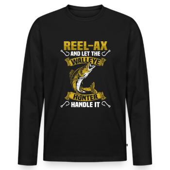 Zander angeln lustig fischen Angler - Männer Premium Bio Langarmshirt - Schwarz - Vorne - Nico (187cm)