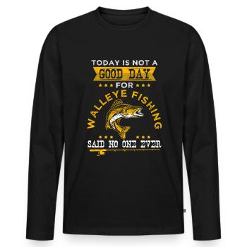 Zander angeln Angler Walleye Lustig - Männer Premium Bio Langarmshirt - Schwarz - Vorne - Nico (187cm)
