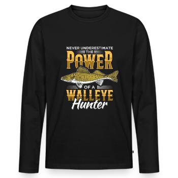 Zander angeln Angler Walleye - Männer Premium Bio Langarmshirt - Schwarz - Vorne - Nico (187cm)